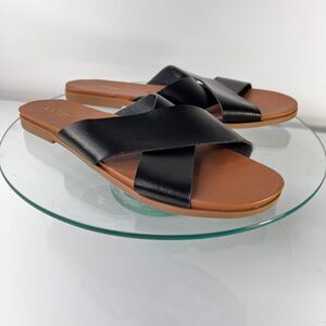 Abound Skylar Cross Band Sandals Black Straps Slip on